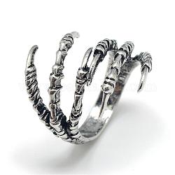 Alloy Finger Rings, Claw, Size 8, Antique Silver, 18mm