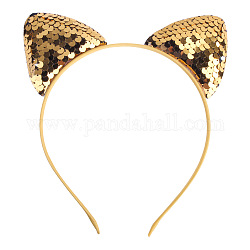 Katzenohren mit umkehrbaren Pailletten-Stoffbändern, Haar-Accessoires für Mädchen, Gelb, 150x188x9 mm