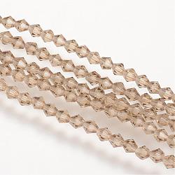 5301 perles bicône imitation cristal autrichien, Chapelets de perles en verre à facettes, burlywood, 2x3mm, Trou: 0.5mm, Environ 160~180 pcs/chapelet, 16.54 pouce ~ 17.32 pouces (42~44 cm)