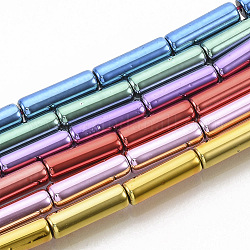 Electroplated Non-magnetic Synthetic Hematite Beads Strands, Column, Mixed Color, 13x4mm, Hole: 0.6mm, about  32pcs/Strand, 16.14 inch(41cm)