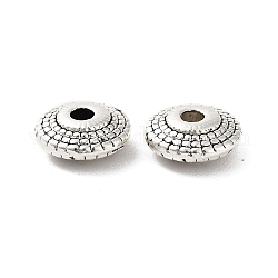 Perles en alliage de style tibétain, sans cadmium et sans plomb, plat rond, argent antique, 8x3mm, Trou: 1.6mm