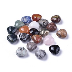 Piedra preciosa natural mixta, corazón amor piedra, piedra de palma de bolsillo para el equilibrio de reiki, 20x20x13~13.5mm
