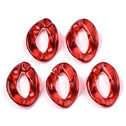 Anneaux de liaison acryliques transparents, connecteurs à liaison rapide, pour faire des chaînes, torsion, rouge, 23x17x4.5mm, diamètre intérieur: 13.5x7 mm