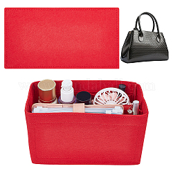 Wool & Nylon Purse Organizer Insert Sets, Felt Bag Organizer with Alloy Zipper, Toiletry Bag Shaper, Red, 23.5~24x10.5~12.5x0.4~13.7cm, 3pcs/set