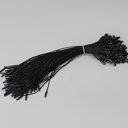 Hängeetikettenschnur aus Polyester mit Schnappverschluss, Hakenbänder mit Schlaufenverschluss, Schwarz, 20x0.28 cm