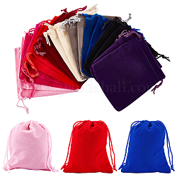 Nbeads 18 pcs sacs de velours, pochettes à bijoux à cordon sacs-cadeaux rectangle pour mariage, bonbons sacs, cotillons, 12x10 cm