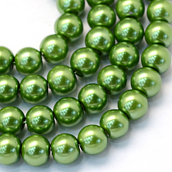 Chapelets de perles rondes en verre peint, verte, 6~7mm, Trou: 1mm, Environ 145 pcs/chapelet, 31.4 pouce