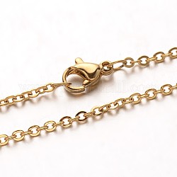 304 из нержавеющей стали кабель цепи ожерелья, с карабин-лобстерами , золотые, 19.7 дюйм (50 см)