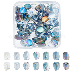 Arricraft 70 Stück galvanisierte Glasperlen, 7 Farben, transparente Abstandsperlen, Charms, AB-Farbe, verzerrte dreieckige Kristallperlen für Armband, Herstellung von Ohrringschmuck