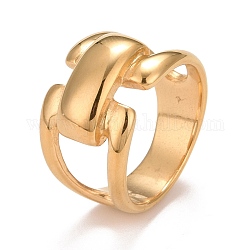 Chapado en iones (ip) 304 anillo grueso rectangular de acero inoxidable para hombres y mujeres, dorado, tamaño de EE. UU. 6 1/4 (16.7 mm) ~ tamaño de EE. UU. 9 (18.9 mm)