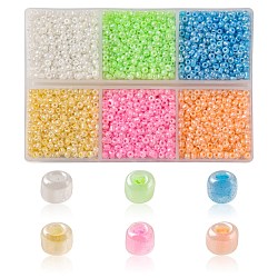 4602pcs perles de rocaille en verre 6 couleurs, Ceylan, ronde, couleur mixte, 2mm, Trou: 1mm, 767 pcs / couleur
