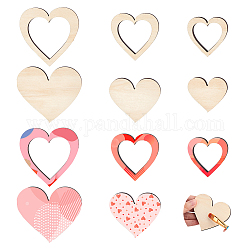 MAYJOYDIY US Unfinished Wooden Cutouts, for Valentine's Day, Heart, Old Lace, 4.9~11.6x5.4~11.5x0.75cm, 1pc/style, 6 style, 6pcs/box