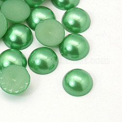 Half Round Domed Imitated Pearl Acrylic Cabochons, Lime Green, 12x6mm