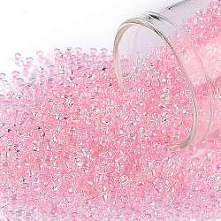 Cuentas de semillas redondas toho, Abalorios de la semilla japonés, (171d) arco iris transparente teñido de rosa, 11/0, 2.2mm, agujero: 0.8 mm, aproximamente 5555 unidades / 50 g