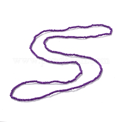 Cuentas de cintura, cadena de cuerpo elástico de cuentas de semillas de vidrio de color caramelo, joyas sunmmer para mujer, púrpura, 31-1/2~31-7/8 pulgada (80~81 cm)