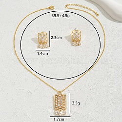 Conjunto de aretes, collar, colgante floral, chapado en oro de 18k, elegante y sencillo.