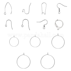 Stainless Steel Earring Hooks, with Horizontal Loop, with Hoop Earrings Findings, Leverback Earring Findings, Stainless Steel Color, 156pcs/box