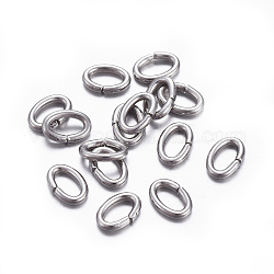 304 anelli di salto in acciaio inox, anelli di salto aperti, ovale, colore acciaio inossidabile, 18 gauge, 6x4x1mm, diametro interno: 2x4mm