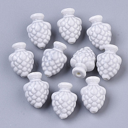 Abalorios de porcelana hechas a mano, brillante estilo de porcelana esmaltada, cono del pino, gainsboro, 19x14x12mm, agujero: 2 mm