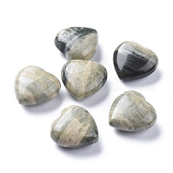 Piedra de amor de corazón de jaspe de hoja de plata negra natural, piedra de palma de bolsillo para el equilibrio de reiki, 25x25.3x11.5mm