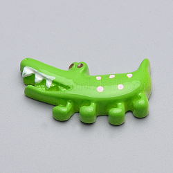 Cabochon decodificati in resina, a forma di coccodrillo / alligatore, lime, 28x16x5.5mm