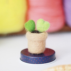 Kit de feutrage à l'aiguille cactus, y compris les instructions, 1 pièce de mousse, Aiguilles 3pcs, 4 couleurs de laine, couleur mixte