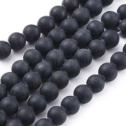 Natürliche schwarze Obsidian Perlen Stränge, matt, Runde, 8 mm, Bohrung: 1.2 mm, ca. 49 Stk. / Strang, 15.4 Zoll (39.2 cm)