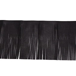 Faux Leather Fringe Trimmings, Double Side Leather Tassel Trims, Costume Embellishments, Black, 6-1/8 inch(155mm)