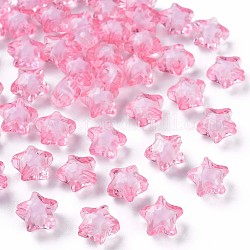 Abalorios de acrílico transparentes, talón en grano, facetados, estrella, rosa perla, 10.5x11x7mm, agujero: 2 mm, aproximamente 1280 unidades / 500 g