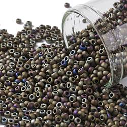 Toho perles de rocaille rondes, Perles de rocaille japonais, (614) couleur mate brun iris, 11/0, 2.2mm, Trou: 0.8mm, environ 50000 pcs / livre