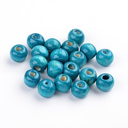 Natural Wood Beads, Rondelle, Lead Free, Dyed, Deep Sky Blue, 8mm, Hole: 3mm, about 5600pcs/1000g