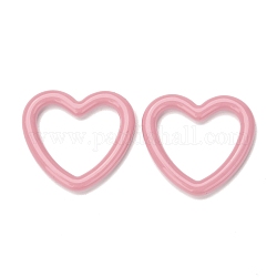 Anillos de enlace de acrílico opacos, corazón, rosa, 27x30x3.5mm, diámetro interior: 21x21.5 mm