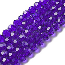 Transparent Glass Beads, Faceted(32 Facets), Round, Blue Violet, 10mm, Hole: 1.8mm, about 66~68pcs/strand, 24.02~24.13 inch(61~61.3cm)