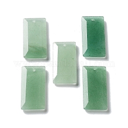 Colgantes naturales aventurina verde, charms rectangulares facetados, 25x13x4~4.5mm, agujero: 1 mm