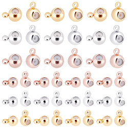 Pandahall elite 72pcs 6 perles en laiton de style, avec silicone à l'intérieur, perles de curseur, perles de bouchage, rondelle, couleur mixte, 5~6x3~4x2.5~3.5mm, Trou: 1.2mm, 12 pièces / style