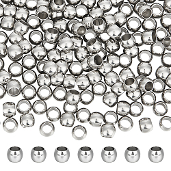 Unicraftale 200pcs 201 perles en acier inoxydable, ronde, couleur inoxydable, 6.3x5mm, Trou: 4mm