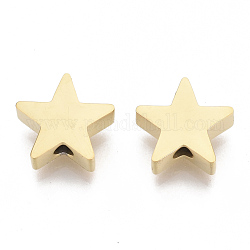 304 Stainless Steel Beads, Star, Golden, 9x10x3mm, Hole: 2mm