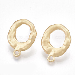 Accessoires de clous d'oreilles en alliage, avec épingles en acier, avec boucle, anneau, couleur or mat, 22x16~16.5mm, Trou: 2mm, pin: 0.7 mm