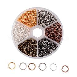 1 Box 6 Color Iron Jump Rings, Open Jump Rings, Mixed Color, 21 Gauge, 6x0.7mm, Inner Diameter: 4.6mm, about 1800pcs/box