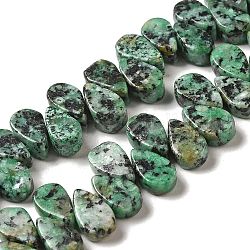 Brins de perles synthétiques turquoise africaine (jaspe), larme, top foré, 9~10x5~5.5x3.5~4mm, Trou: 0.7mm, Environ 40~48 pcs/chapelet, 7.09~7.28'' (18~18.5cm).