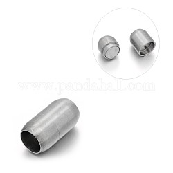Fermoirs magnétiques en acier inoxydable mat 304 baril avec emembouts à coller, couleur inoxydable, 22x13mm, Trou: 9mm