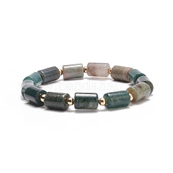 Bracelet extensible perlé colonne d'agate indienne naturelle, bijoux en pierres précieuses pour femmes, diamètre intérieur: 2-1/2 pouce (6.3 cm)