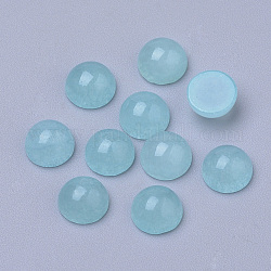 Natural White Jade Cabochons, Dyed, Half Round/Dome, Medium Turquoise, 6x3~4mm