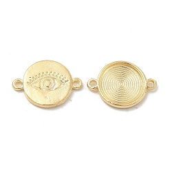 Alloy Connector Charms, Flat Round Links with Eye, Nickel, Light Gold, 15.5x21.5x2mm, Hole: 1.6mm