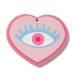 Pendentifs en acrylique sur le thème du cœur imprimé de la saint-valentin, oeil, 32x37.5x2.5mm, Trou: 1.6mm