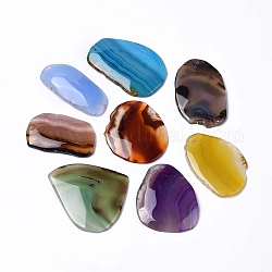 Gros pendentifs en agate naturelle, pépites breloques, teints et chauffée, couleur mixte, 58~69x30~59x5~9mm, Trou: 1.5mm