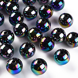 Perline acrilico opaco, ab colore placcato, tondo, nero, 16x15mm, Foro: 2.8 mm, circa 220pcs/500g