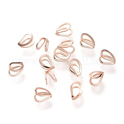 304 Stainless Steel Pendant Bails, Teardrop, Rose Gold, 5.5x4x3mm, Hole: 2.5x3mm