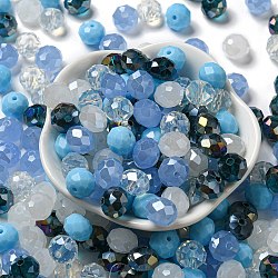 Perles en verre, facette, rondelle, lumière bleu ciel, 10x8mm, Trou: 1mm, environ 67 pcs/60 g