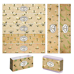 90 pièces 9 styles étiquette en papier savon, emballages de savon en papier, rectangle, pour emballage de savon, thème des abeilles, verge d'or, 210x50mm, 10 pièces / style